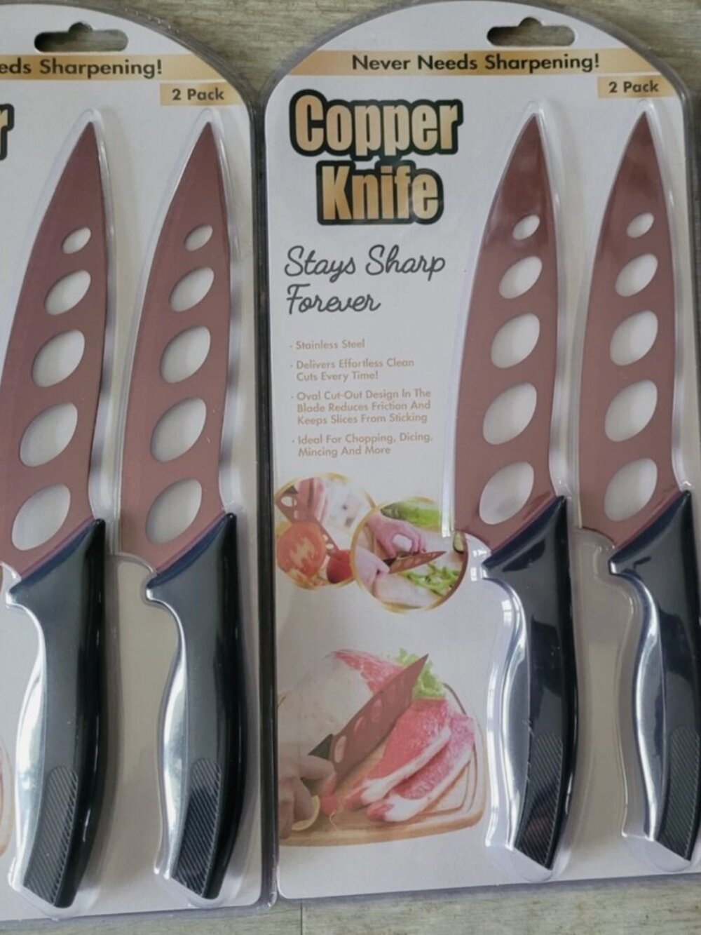 NEW LOT 6 COPPER KNIFE STAYS SHARP KITCHEN KNIVES 6 COUNT